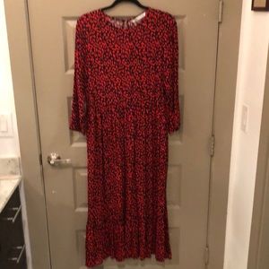 Long Red Leopard Print Dress